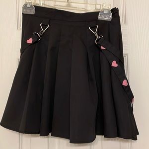 Romwe black skirt with suspenders XS